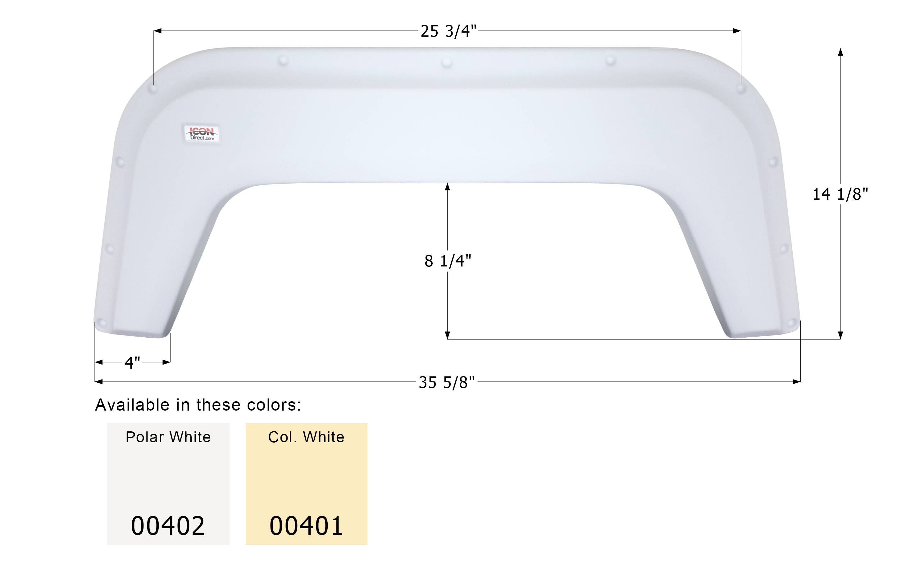 ICON - Fender Skirt, Single, ICON, FS370, Polar White