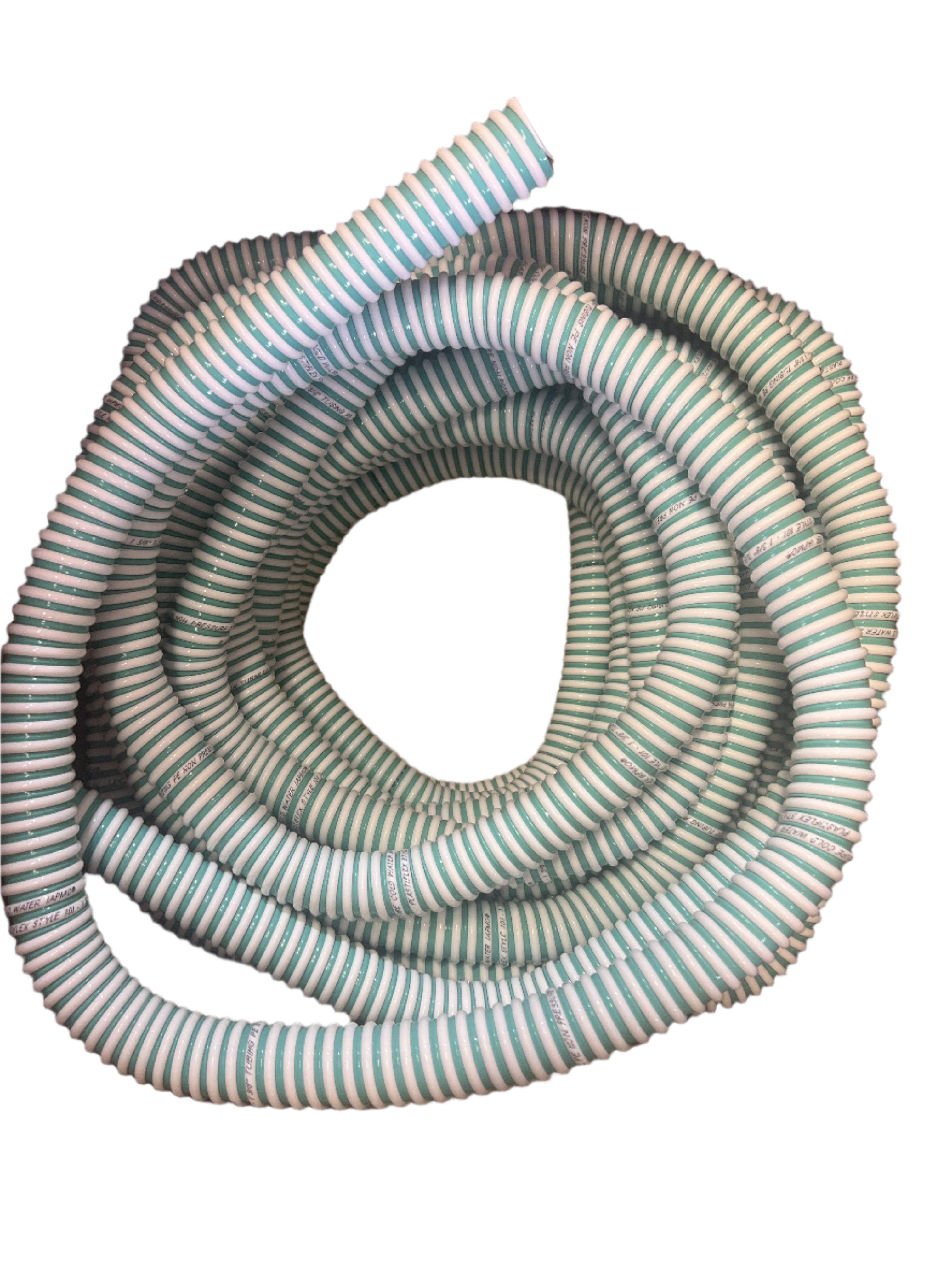 25 Ft - 1-3/8" Fill Hose - Ribbed-Bar Green/White Hose for Water Fill, Drain or Venting - F-1135