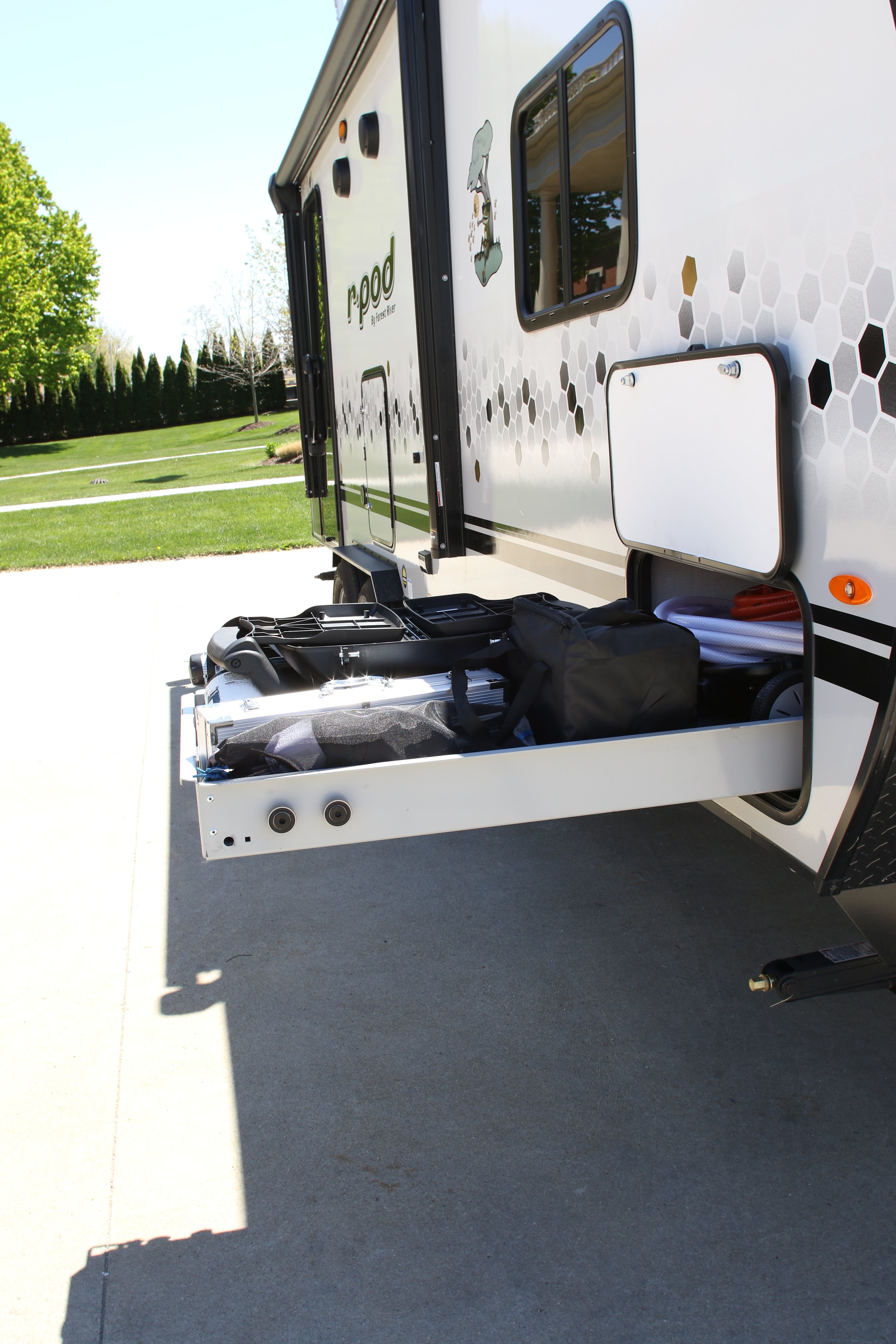 MORryde RV Cargo Slide Tray - Fully Assembled, Multiple Configurations with Carpet