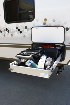 MORryde CTG60-2348W RV Cargo Slide Tray - Fully Assembled - 60% Extension - 800 lbs Capacity - 1 Way Slide - 23" Width X 48" Length Cargo Tray with Carpet