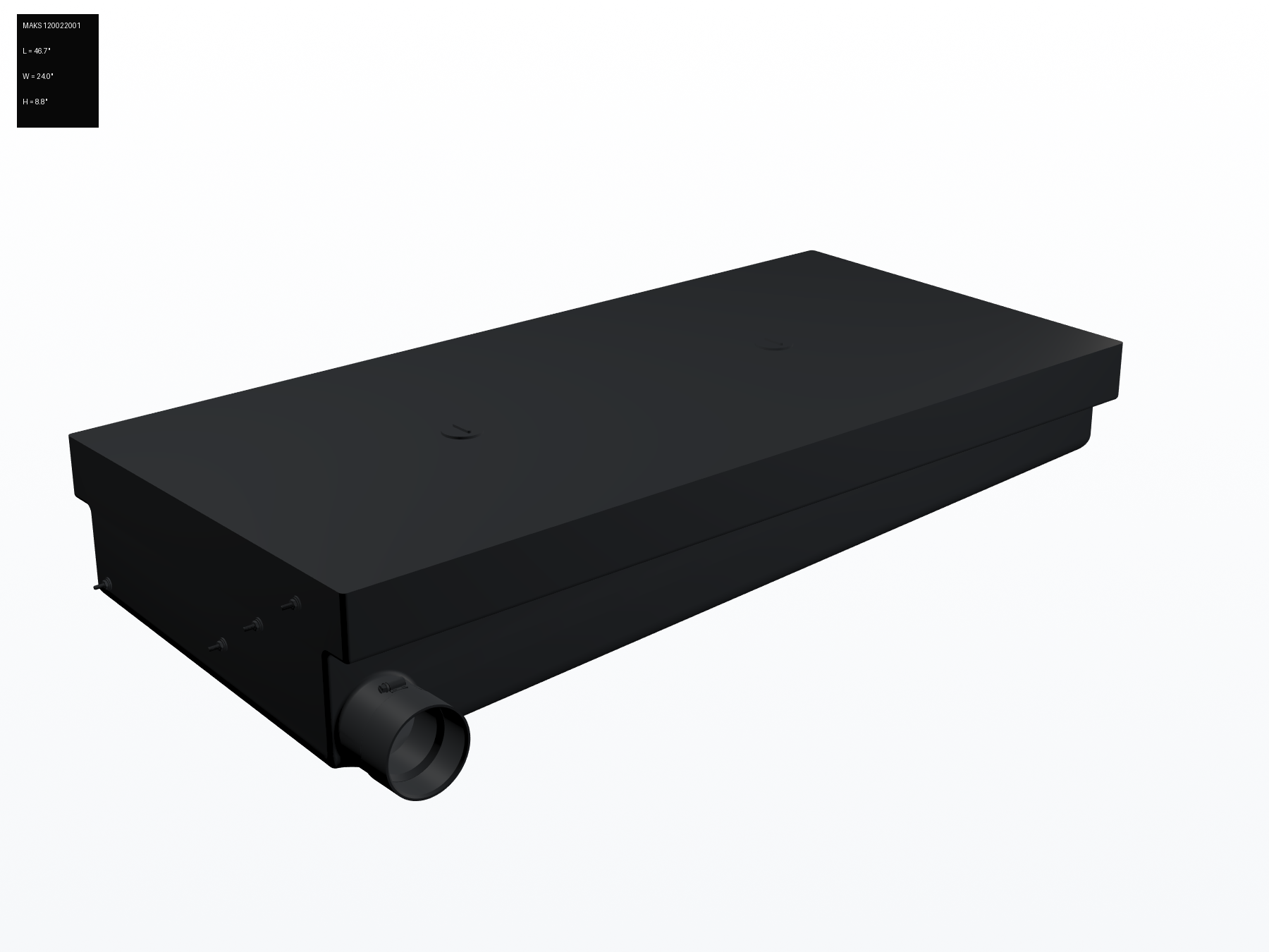 MAKS 120022001 MAKS Holding Tank 46 X 22 X 8.5 - 27 Gallons - Side Left Hand Drain - Blank Tank (hero)