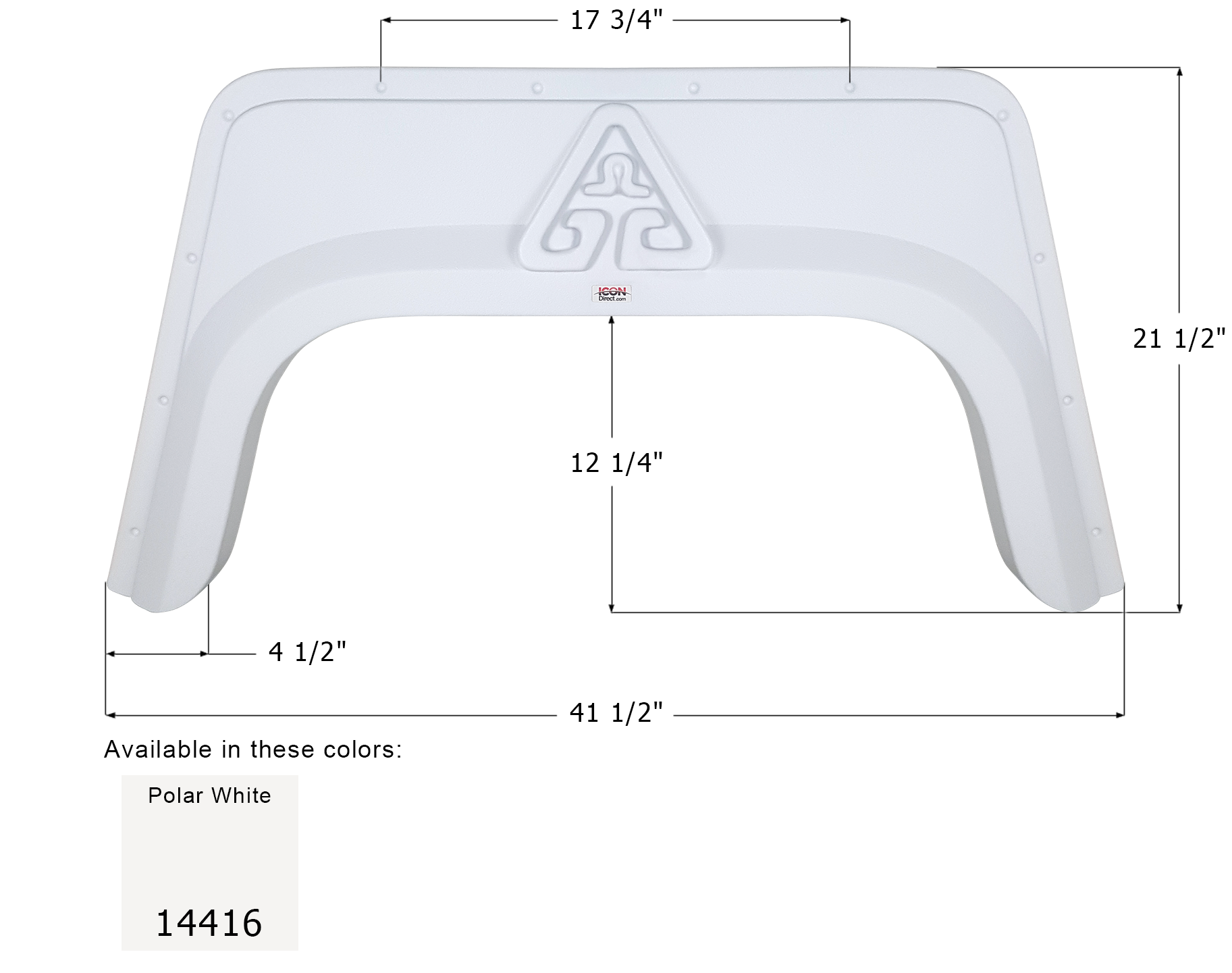 ICON - Fender Skirt, Single, Glendale, FS4416, Polar White