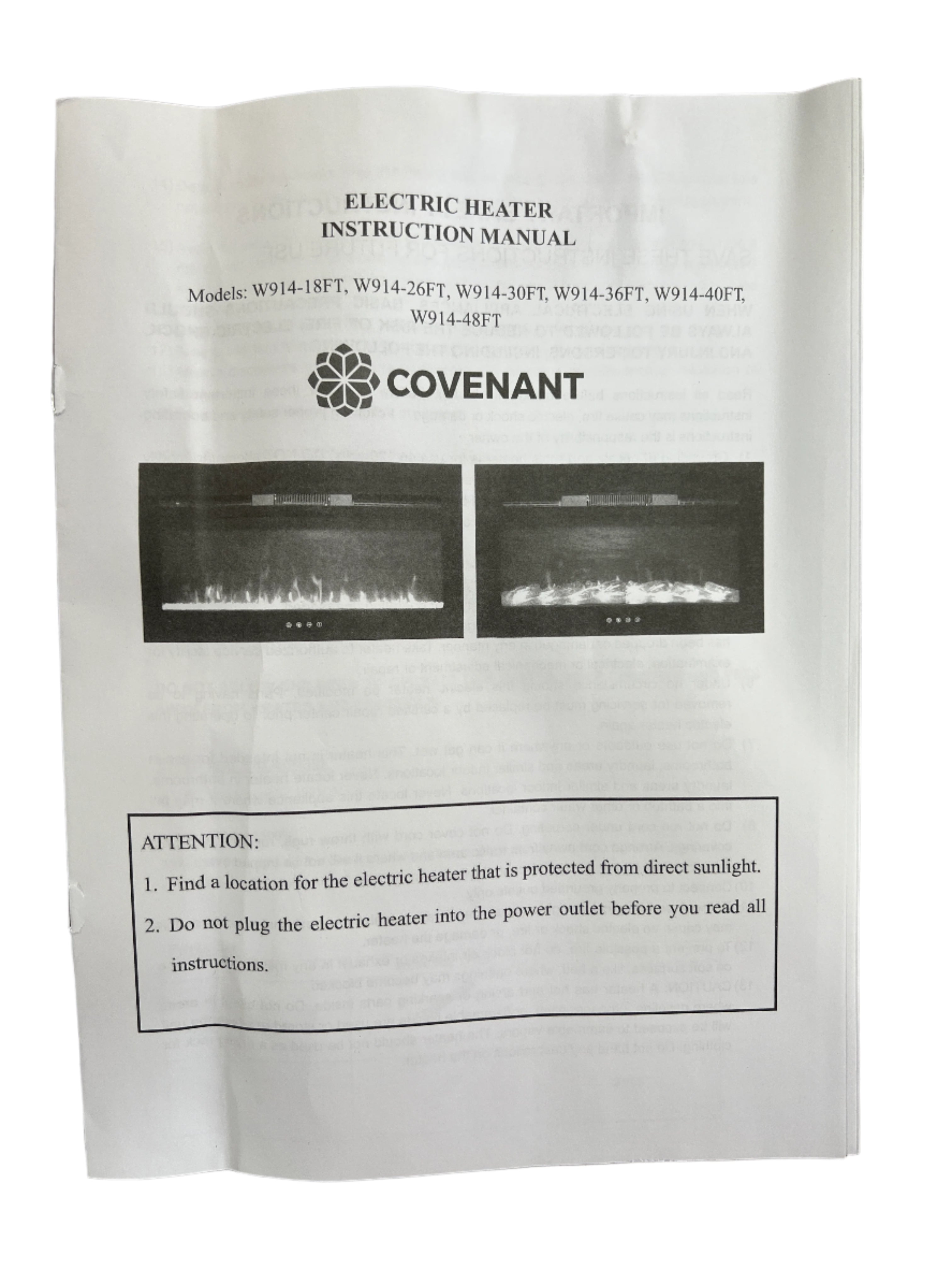 Covenant - 36" SLIM Electric RV Fireplace 110V Flat Front with Crystals and Remote Control LFP36-CS