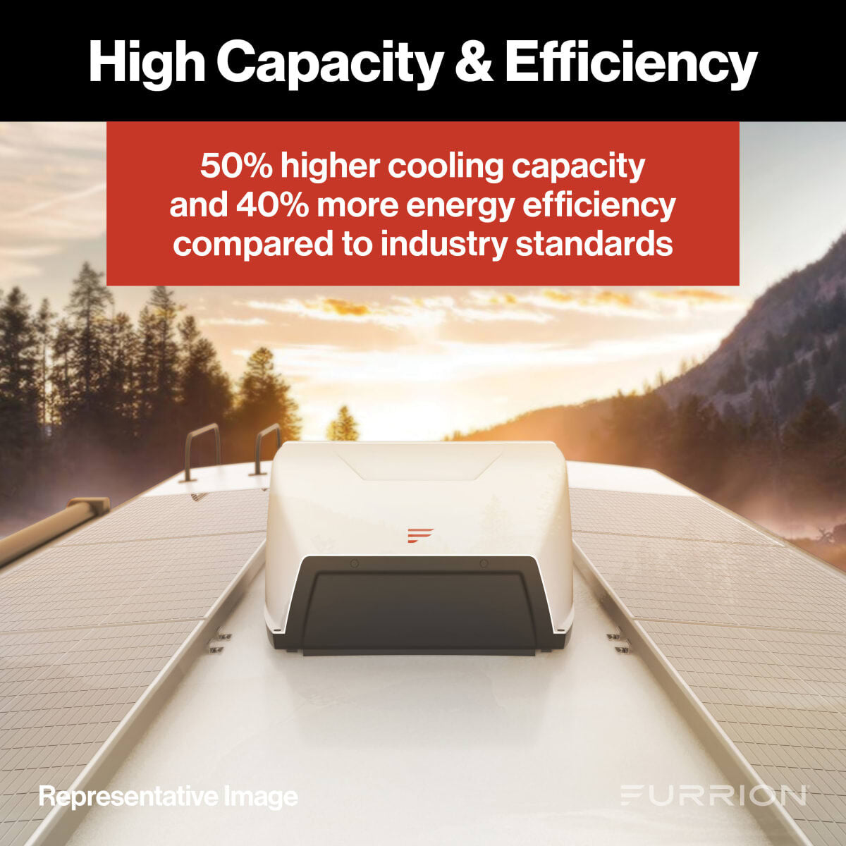 Furrion Chill HE RV Roof Air Conditioner - 13.5K BTU, Black (R410A Refrigerant)