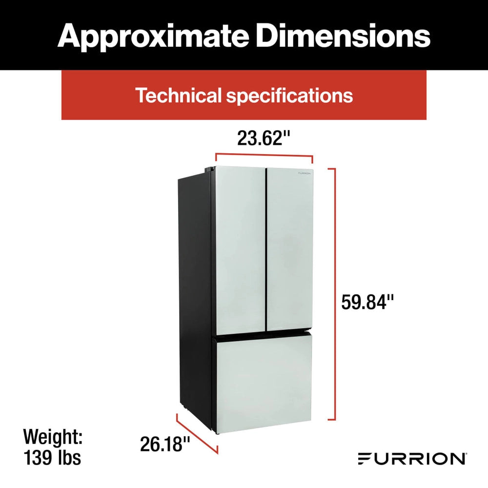 Furrion 10.2 Cuft 12V Fridge / French Door, Ss Glass