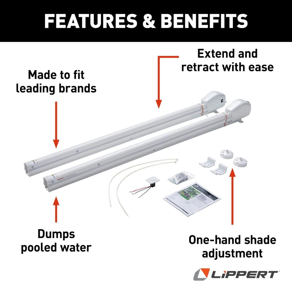 Solera® - 3000 Series Universal RV Awning Arms & Hardware Kit - Short, White - #2023052357
