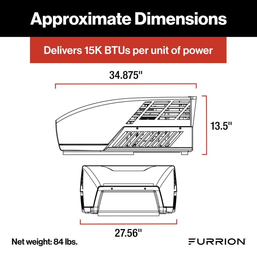 Furrion Chill Cube HE (High Efficiency) RV Roof Air Conditioner (R32) - 15K BTU, Black #FACR15HESA2-BL-AM