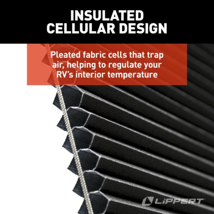 Irvine - Lippert Thin Shade EcoCell (100% Light Blocking) RV Entry Door Window Shade - 11.9"W x 21.5"T - For Prepped Lippert Entry Doors #786037