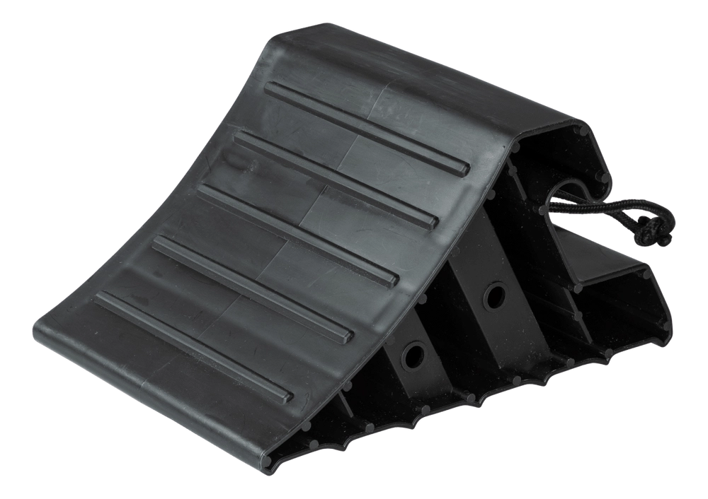 Lippert™ - Large Plastic Wheel Chock with Rope - 10" L x 8.2" W x 5.3" H - Non-Slip Design - #2025022180