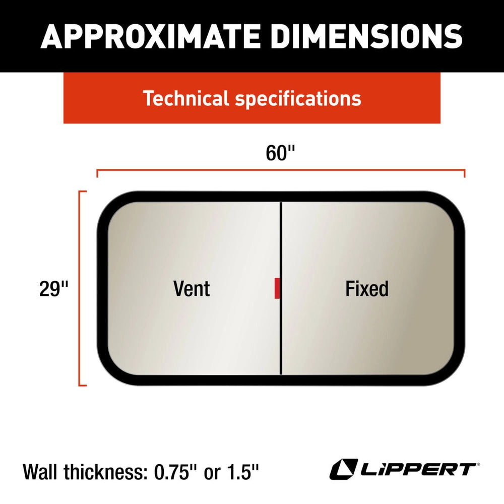 Lippert 8800 Series RV Window 60W x 29H