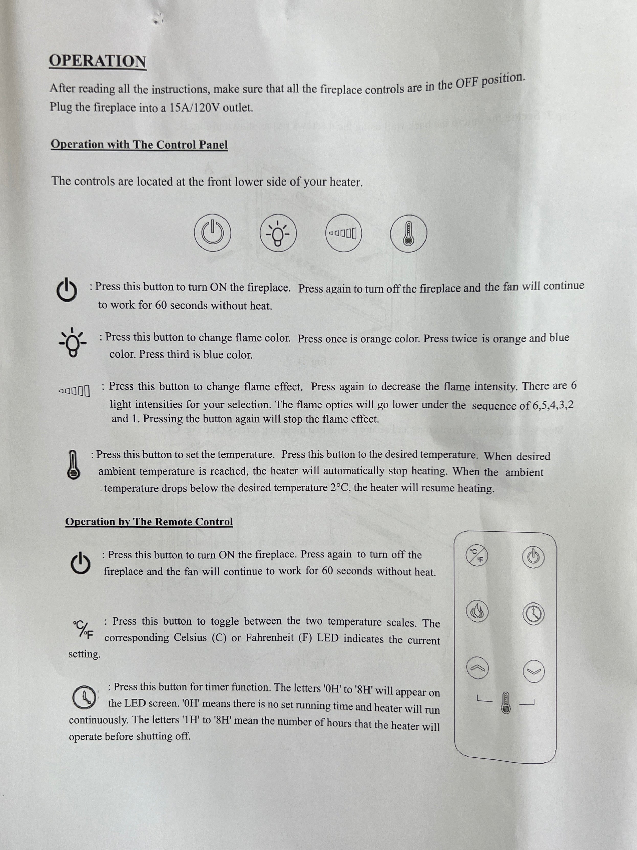 Covenant - 36" SLIM Electric RV Fireplace 110V Flat Front with Crystals and Remote Control LFP36-CS