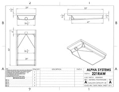 Alpha - 45 Gallon RV Holding Tank - 53" x 29" x 9.5" - 221BLANK - OEM Grade Black Water Tank