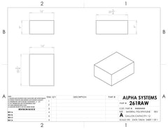 Alpha - 12 Gallon RV Holding Tank - 20.75" x 16" x 9" - 261BLANK - OEM Grade Black Water Tank