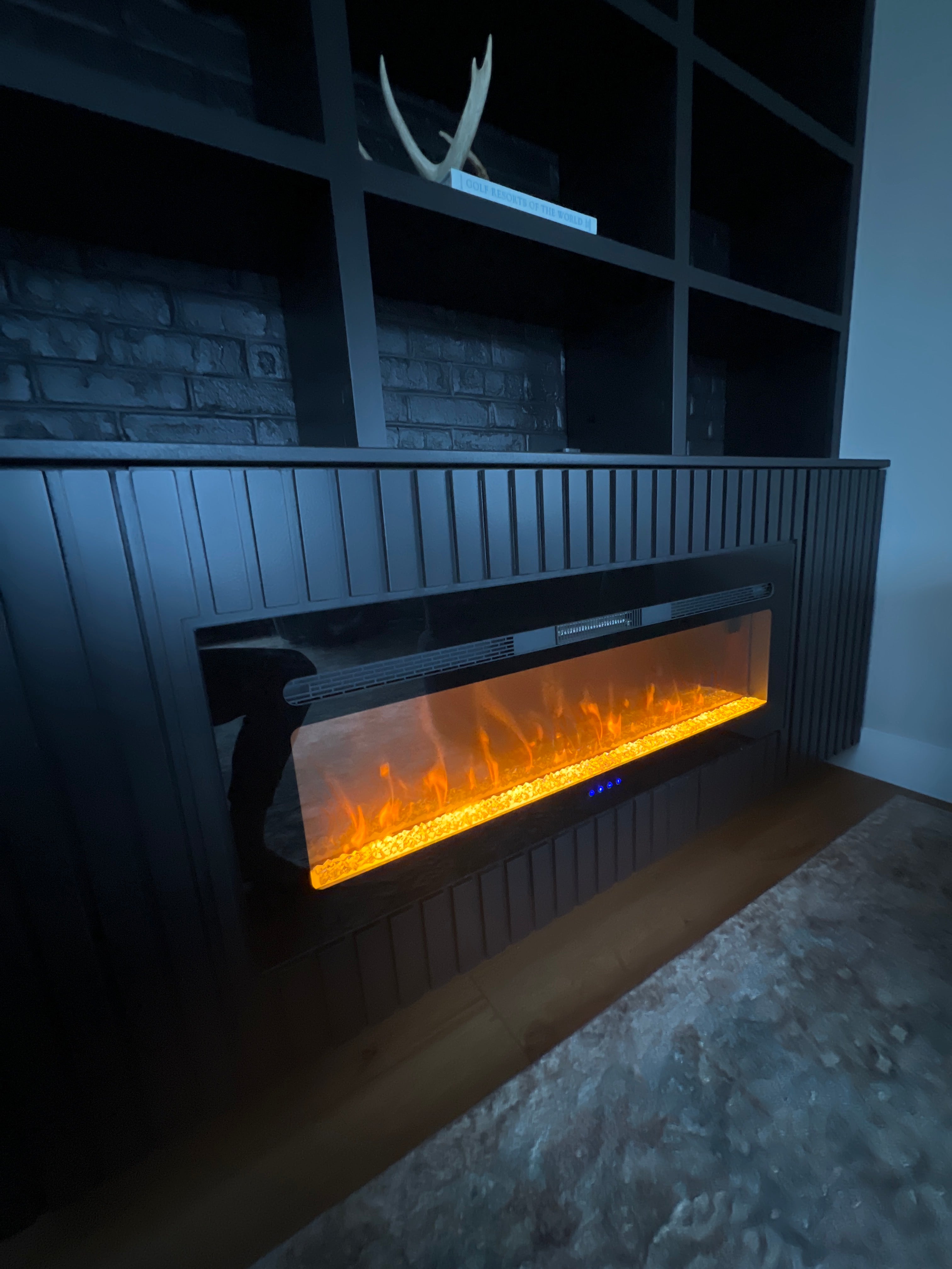 Covenant 48" Electric RV Fireplace Flat Front with Crystals and Remote Control LFP48-CT WD914-48FT