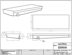Alpha - 43 Gallon RV Holding Tank - 61 3/4" x 24" x 8 1/2" - 305BLANK