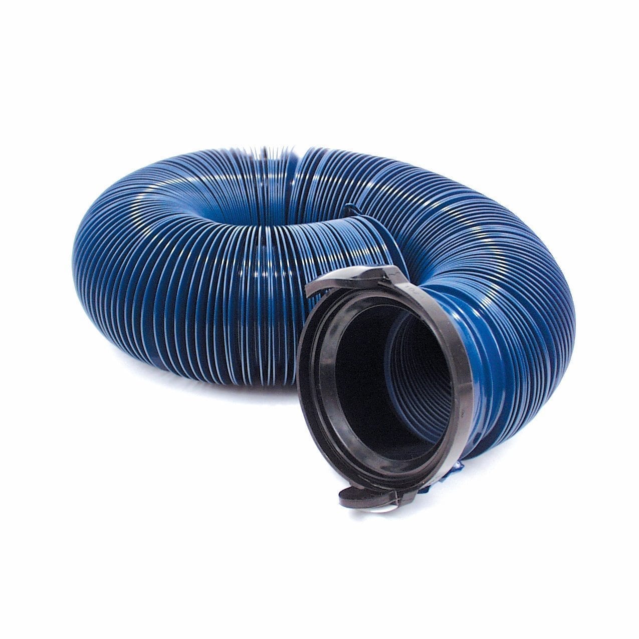 Valterra - Quick Drain Sewer Hose - Standard 10 Foot with Straight Hose Adapter, Blue - Bagged - 485PB10