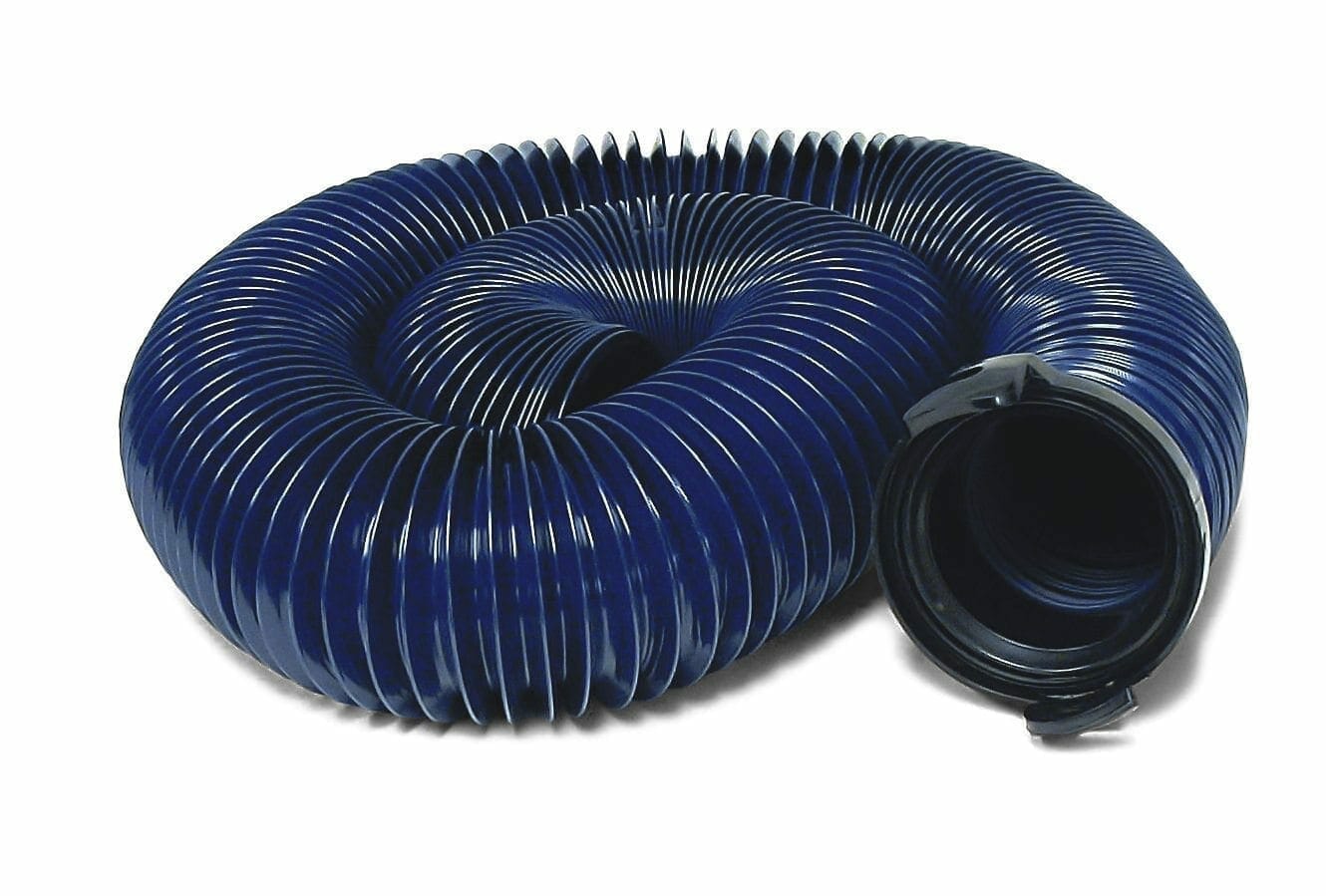 Valterra - Quick Drain Sewer Hose - Standard 20 Foot with Straight Hose Adapter, Blue - Bagged - 485PB20