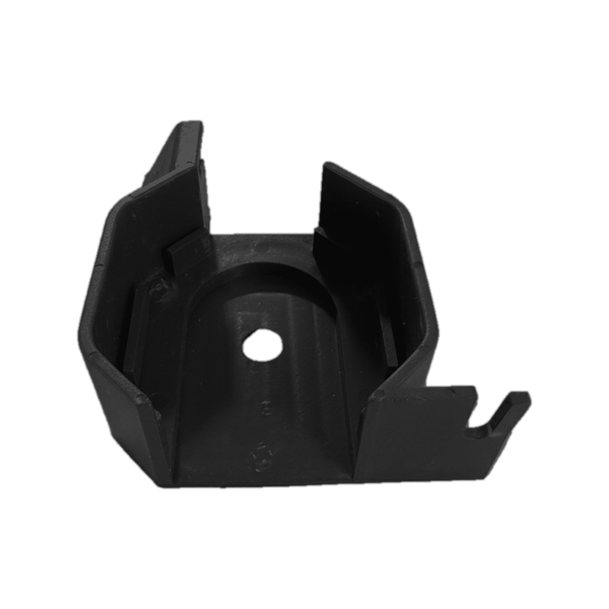 Irvine black plastic shower door end cap front interior view