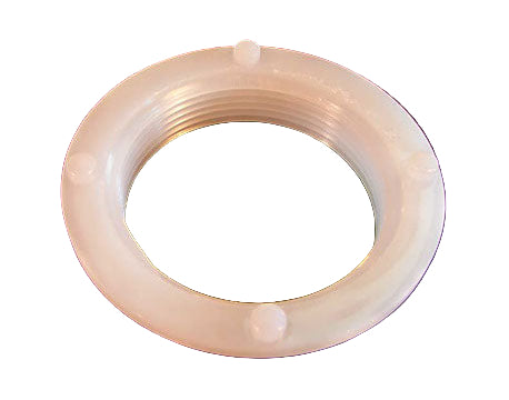 A white 3-inch flush spinweld plumbing fitting against a dark background.