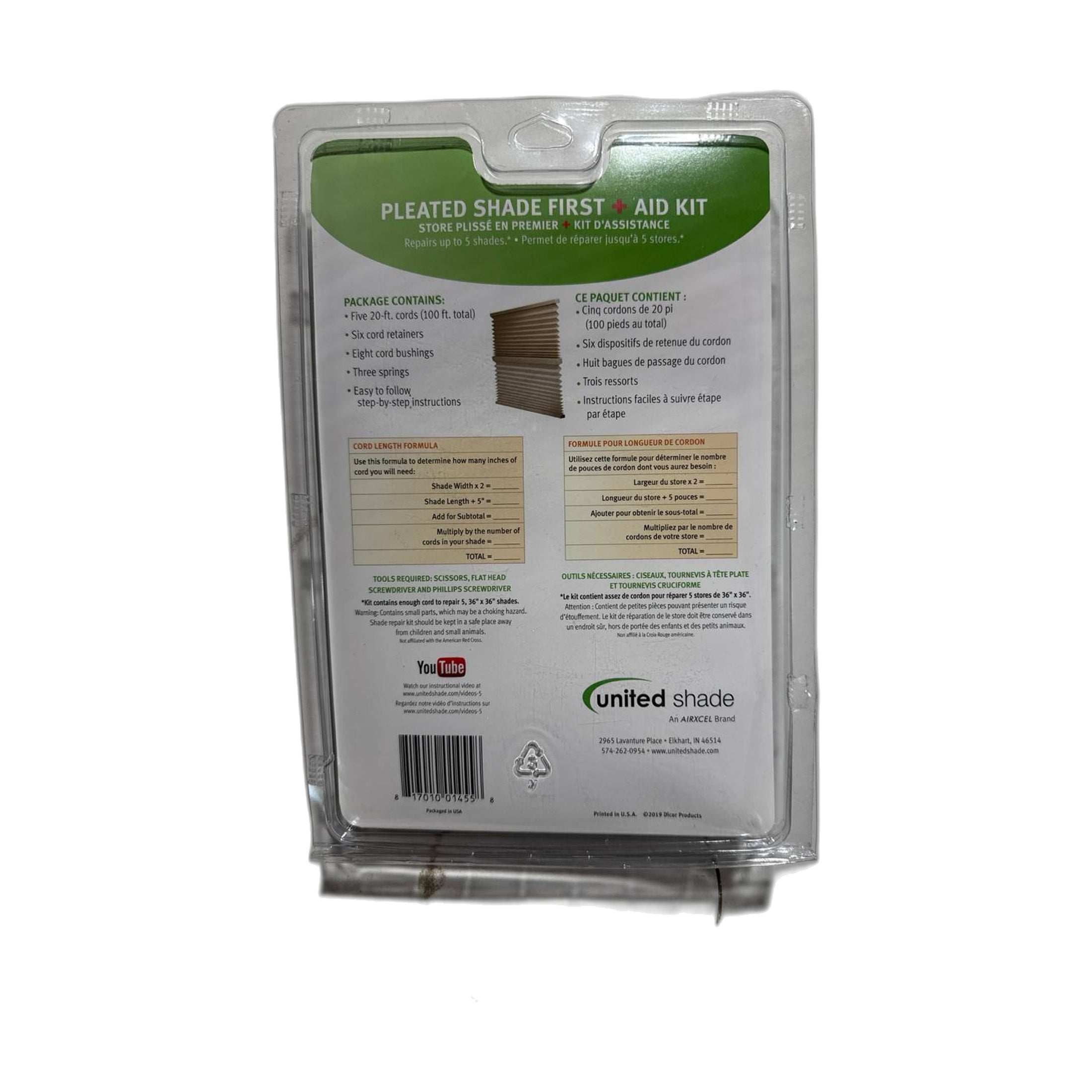 United Shade restring kit grey for pleated shades part 650020 view 2