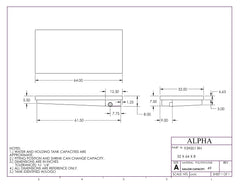Alpha - 50 Gallon RV Holding Tank - Right Drain - 64" x 32" x 8" - 939BLANK - OEM Grade Black Water Tank