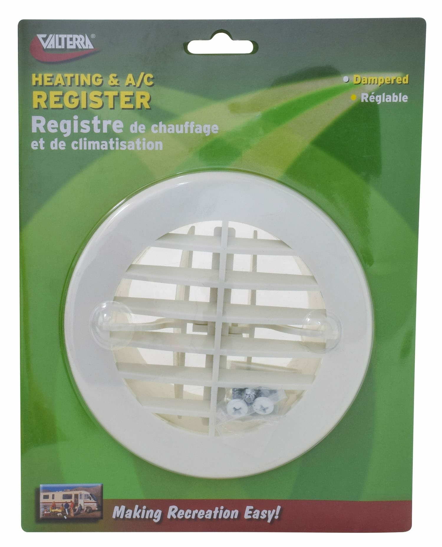 Valterra - Heating and A/C Register - Round, White - Carded - VAL3357VP