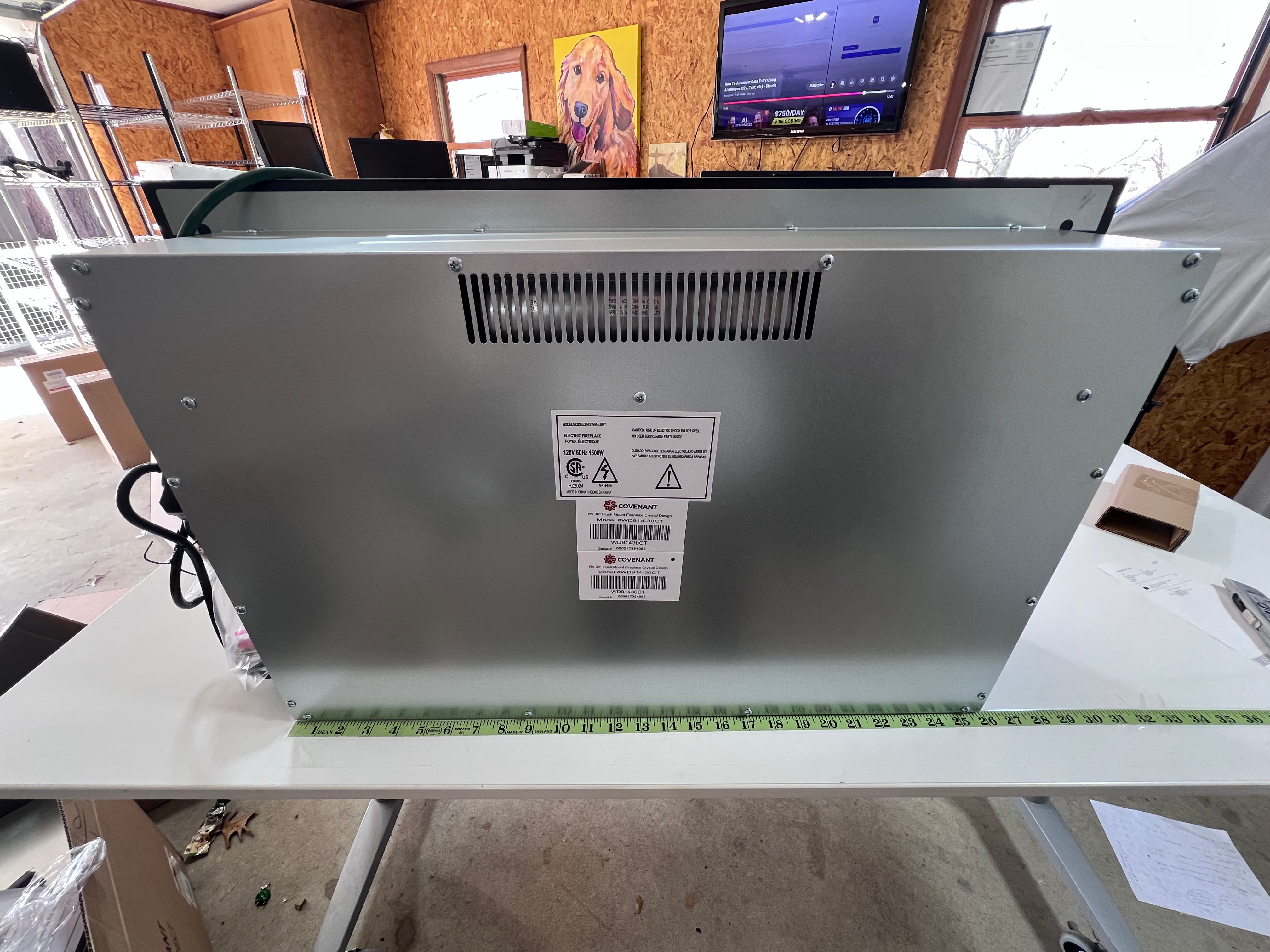 Covenant - 30" Electric RV Fireplace Flat Glass Front with Crystals Remote Control LFP30-CT W914-30CT OEM Replacement