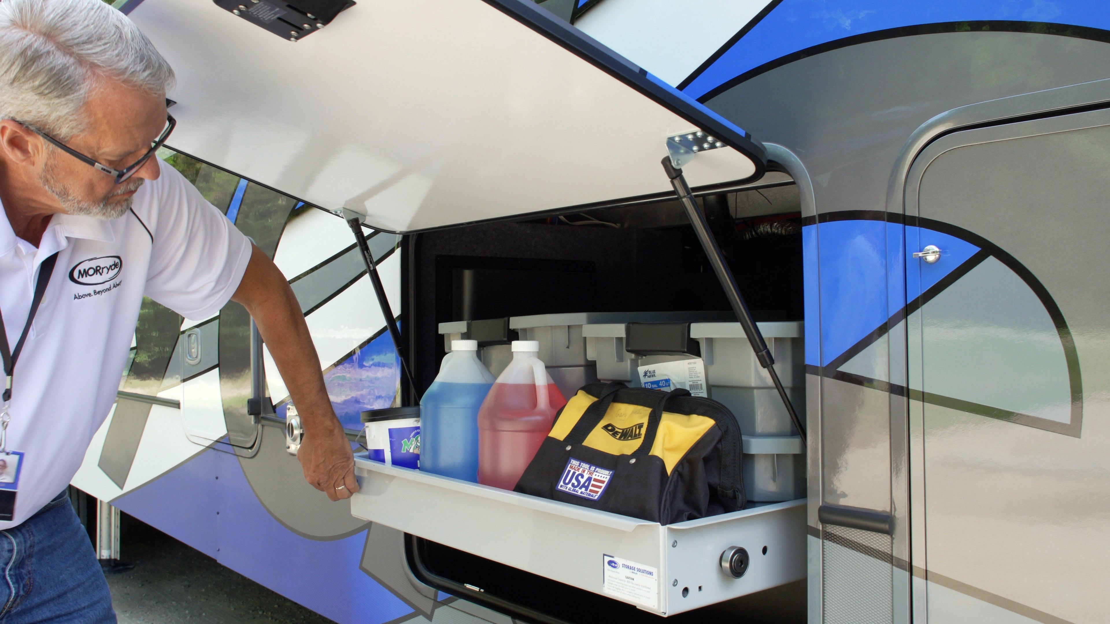 MORryde RV Cargo Slide Tray - Fully Assembled, Multiple Configurations with Carpet