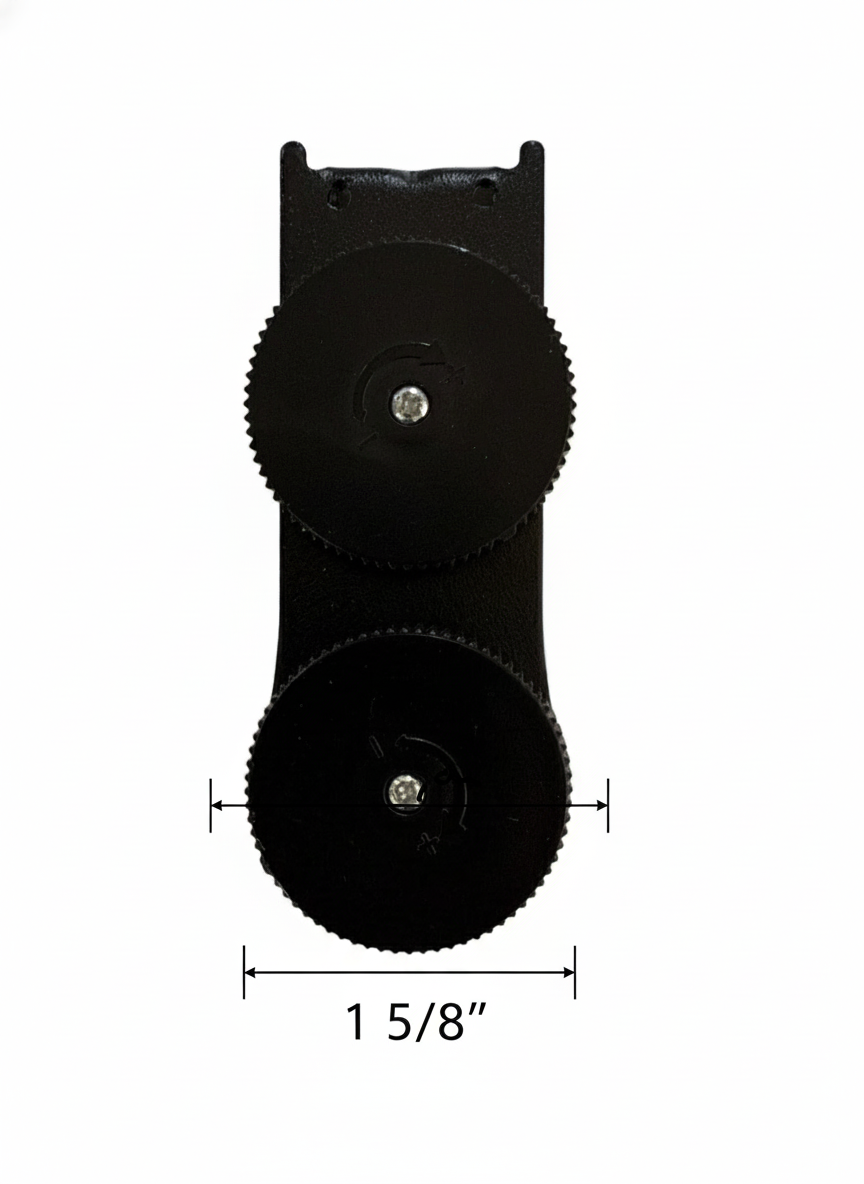 Irvine Shade - Day + Night Double Roller End Brackets Black Dials (Double Hung for Two Roller Shades) - RS-BA200B - Slow-Rise RV Window Shade Component