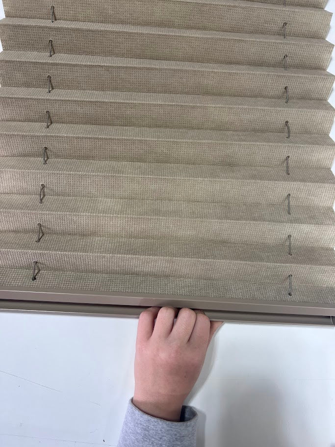 RV Pleated Window Night Shades - Suede Beige Color Woven Fabric - Genuine OEM Supplied - Custom Sizes