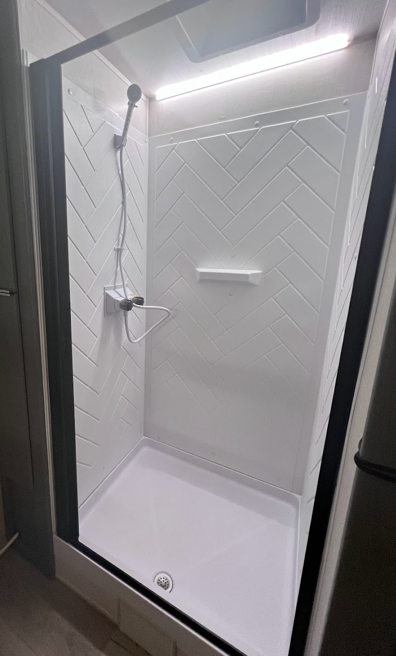 Irvine ISD - RV Slow Retract Shower Screen Door - (Platinum or Black) - 100% Waterproof - OEM Replacement - Custom Builder