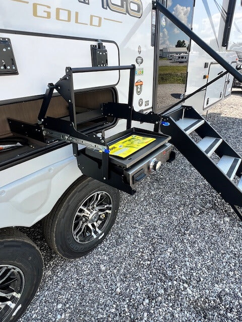 MORryde SP56-727 Slide Out Drop Down Griddle Tray - 100% Extension - 21.25" x 14.7" Table - 5.5" Drop - RV Kitchen Storage