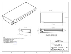 Alpha - 30 Gallon Black Holding Tank - 52" x 23" x 8" - VB23528HR
