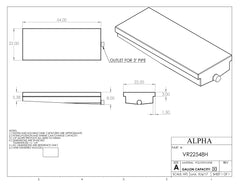 Alpha - 30 Gallon RV Holding Tank - Center Drain - 54" x 22" x 8.5" - VR22548HBLANK - OEM Grade Black Water Tank