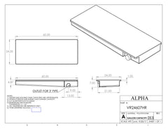 Alpha - 28.5 Gallon RV Holding Tank - Right Drain - 60" x 24" x 7" - VR24607HRBLANK - OEM Grade Black Water Tank
