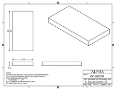 Alpha - 42 Gallons Fresh Water Tank - 60" x 31" x 5 3/4" - VR316055WBLANK