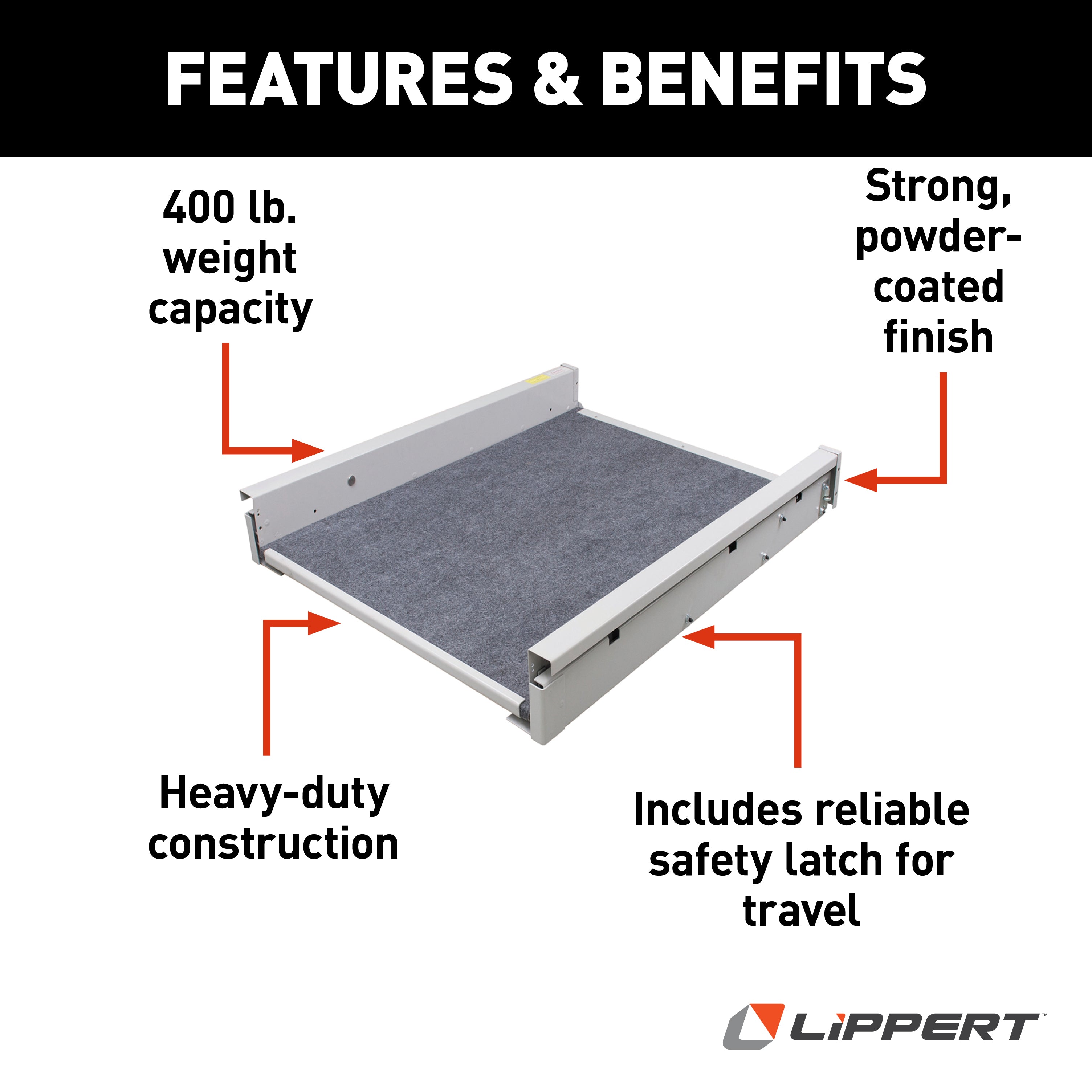 Lippert - 22" Heavy Duty Slide, 400 Lb. Capacity - Image 4