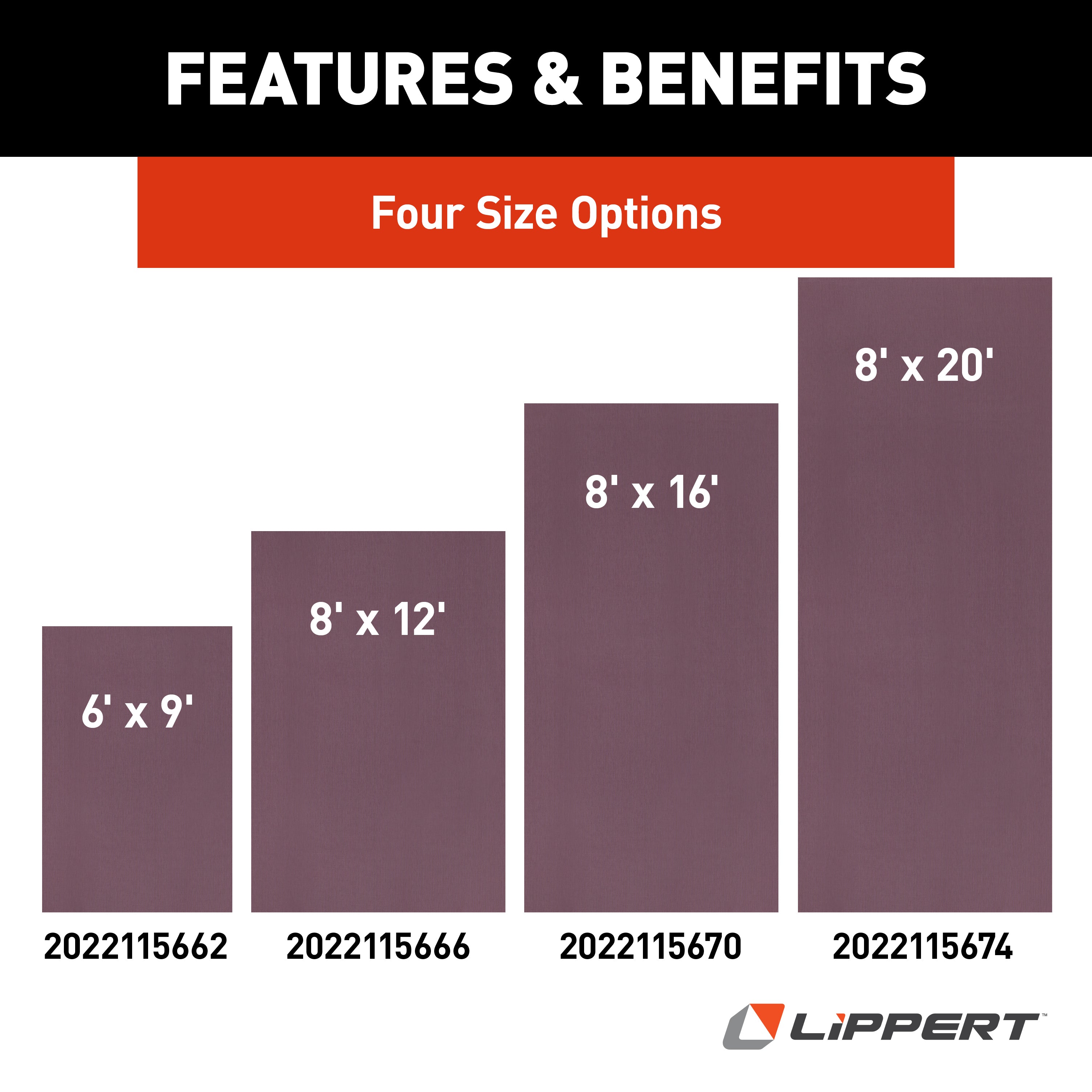 Lippert Outdoor Patio Rug - Burgundy, 8' X 20' - Image 3