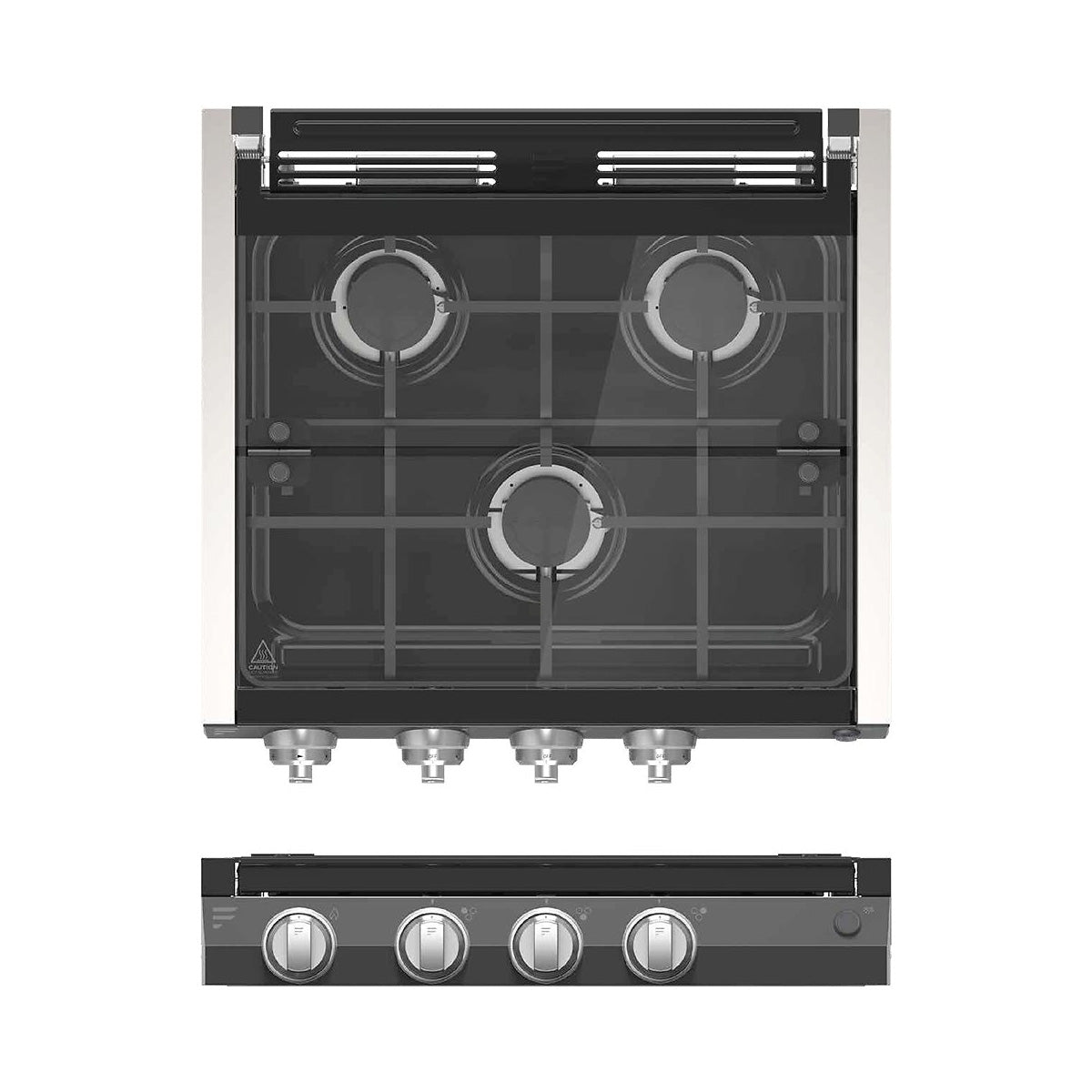 Furrion 3-Burner Gas Rv Cooktop With Glass Cover - 20" Black, Push-Button #Fgh3Z25-Bl - Image 1