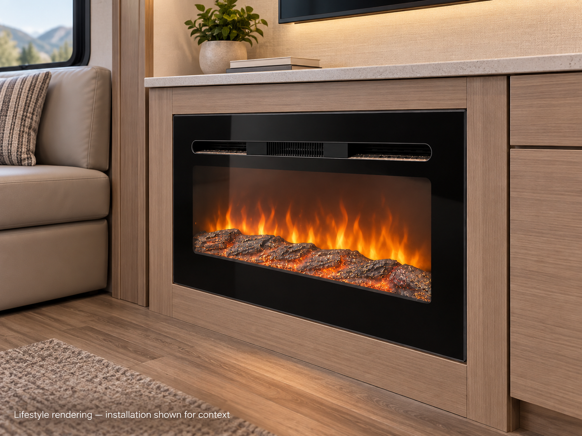 Covenant LFP18-LT 18 inch electric LOG fireplace lifestyle rendering