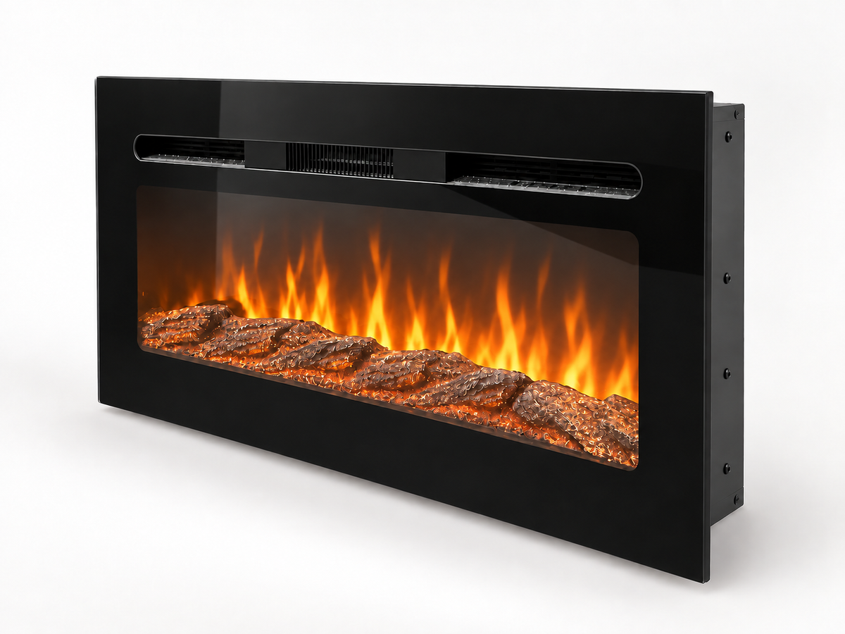 Covenant LFP30-LT 30 inch electric LOG fireplace with flames on
