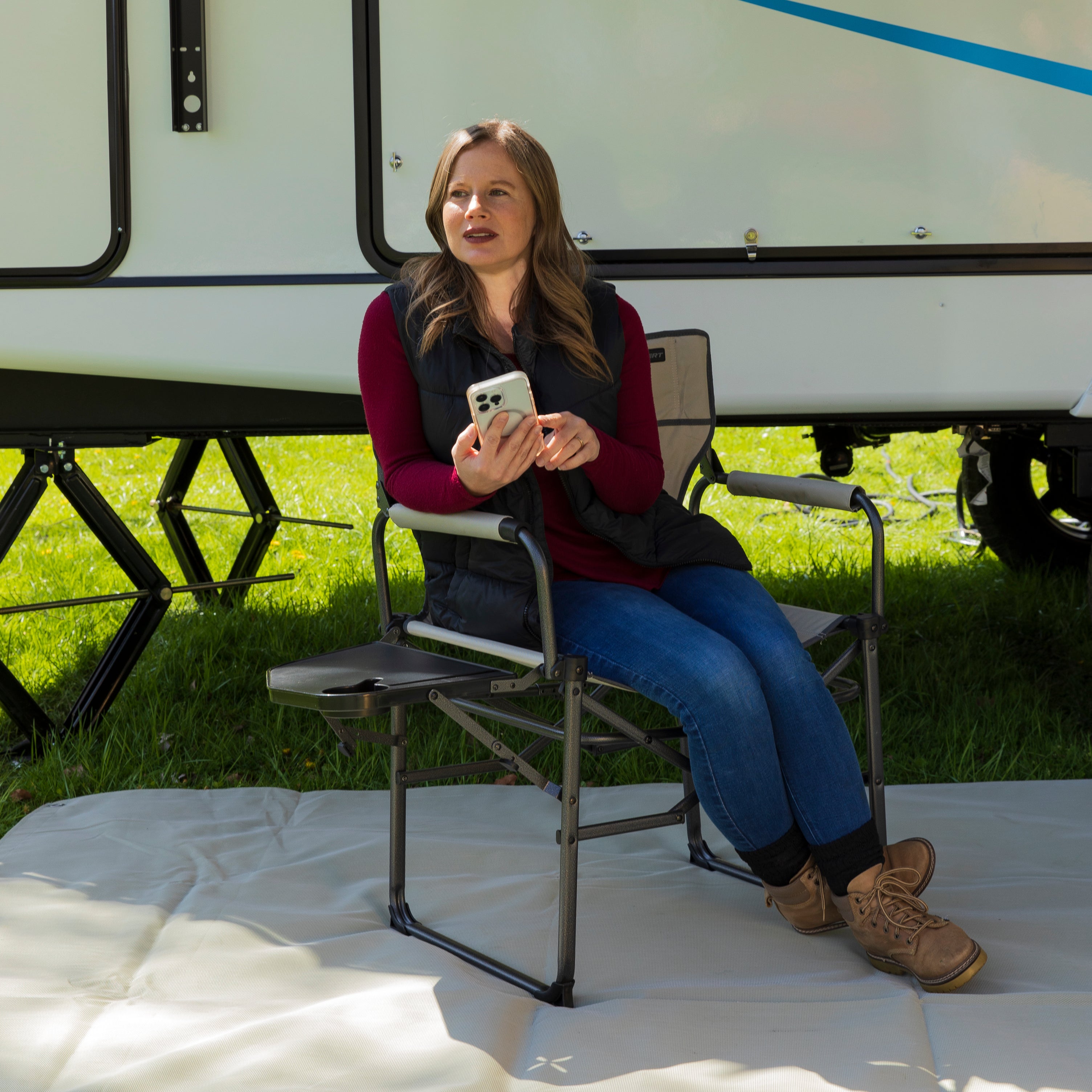 Lippert Scout Xl Director Chair With Side Table - Sand - Image 8