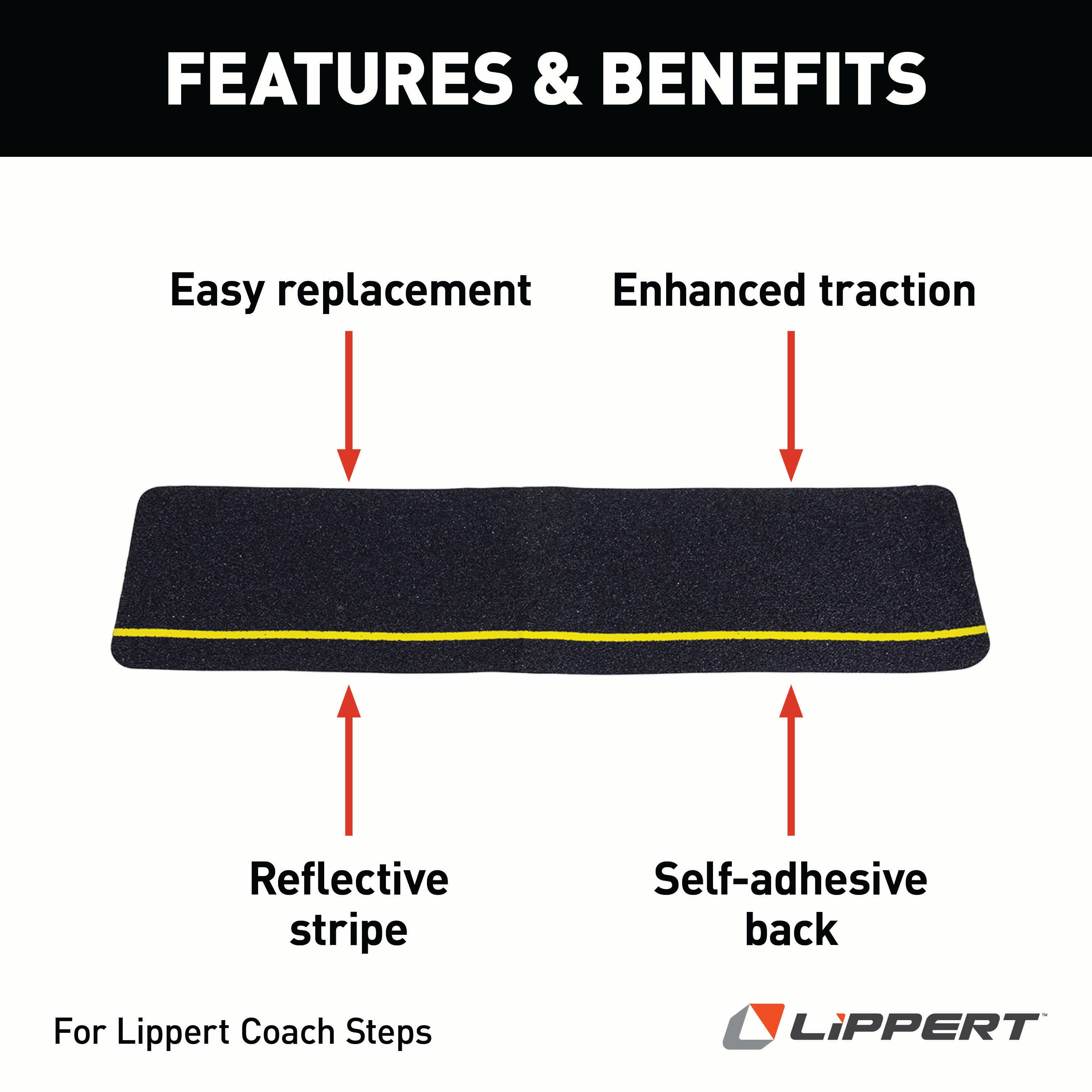 Lippert - Kwikee Non-Skid Reflective Tape; 25” X 8” - Image 3