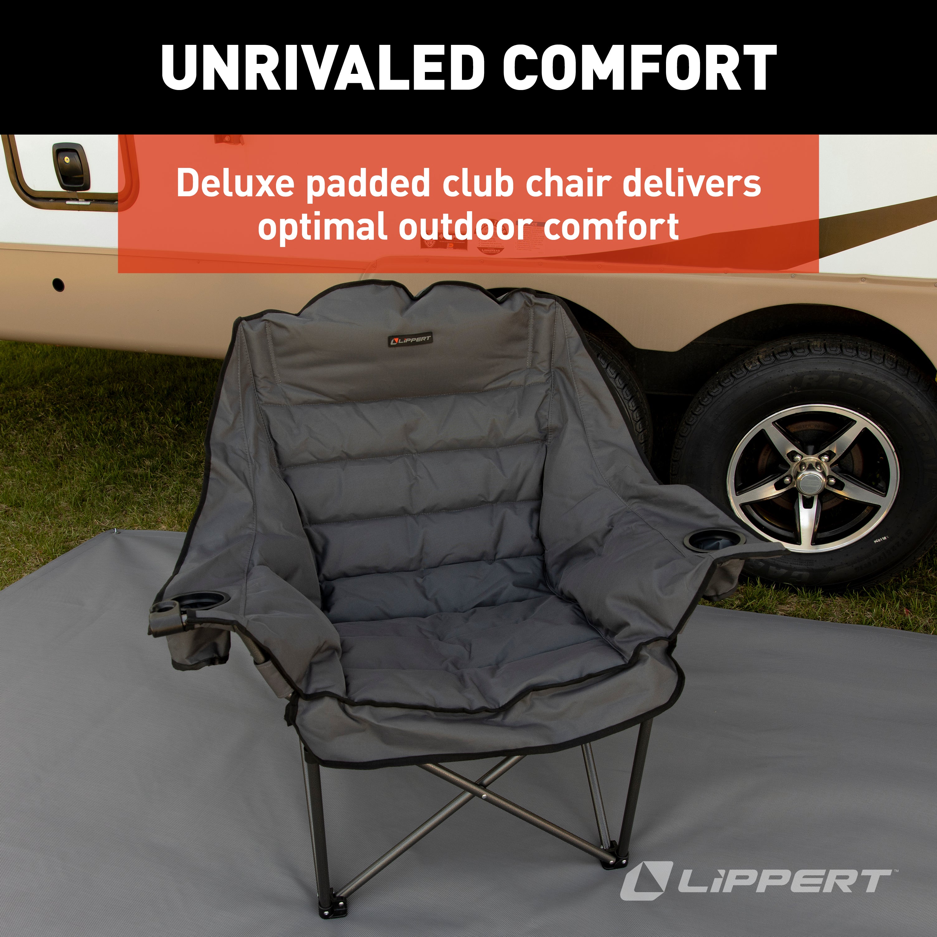 Lippert Big Bear Club Camping Chair - Dark Grey - Image 3