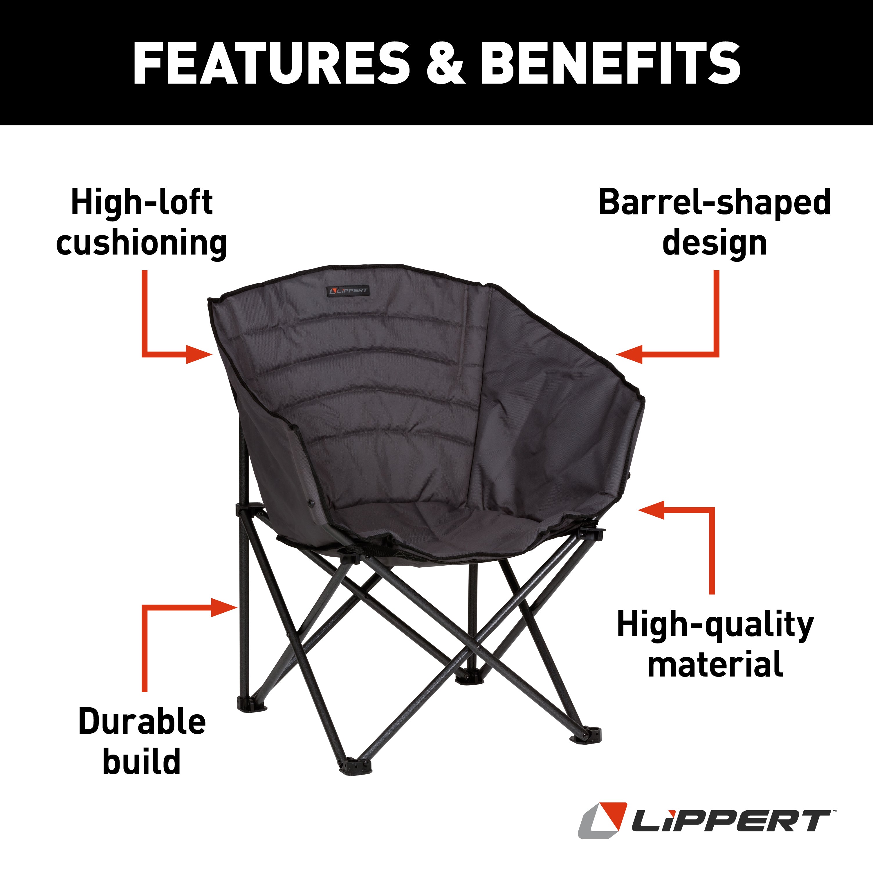 Lippert Campfire Barrel Chair - Dark Grey - Image 2