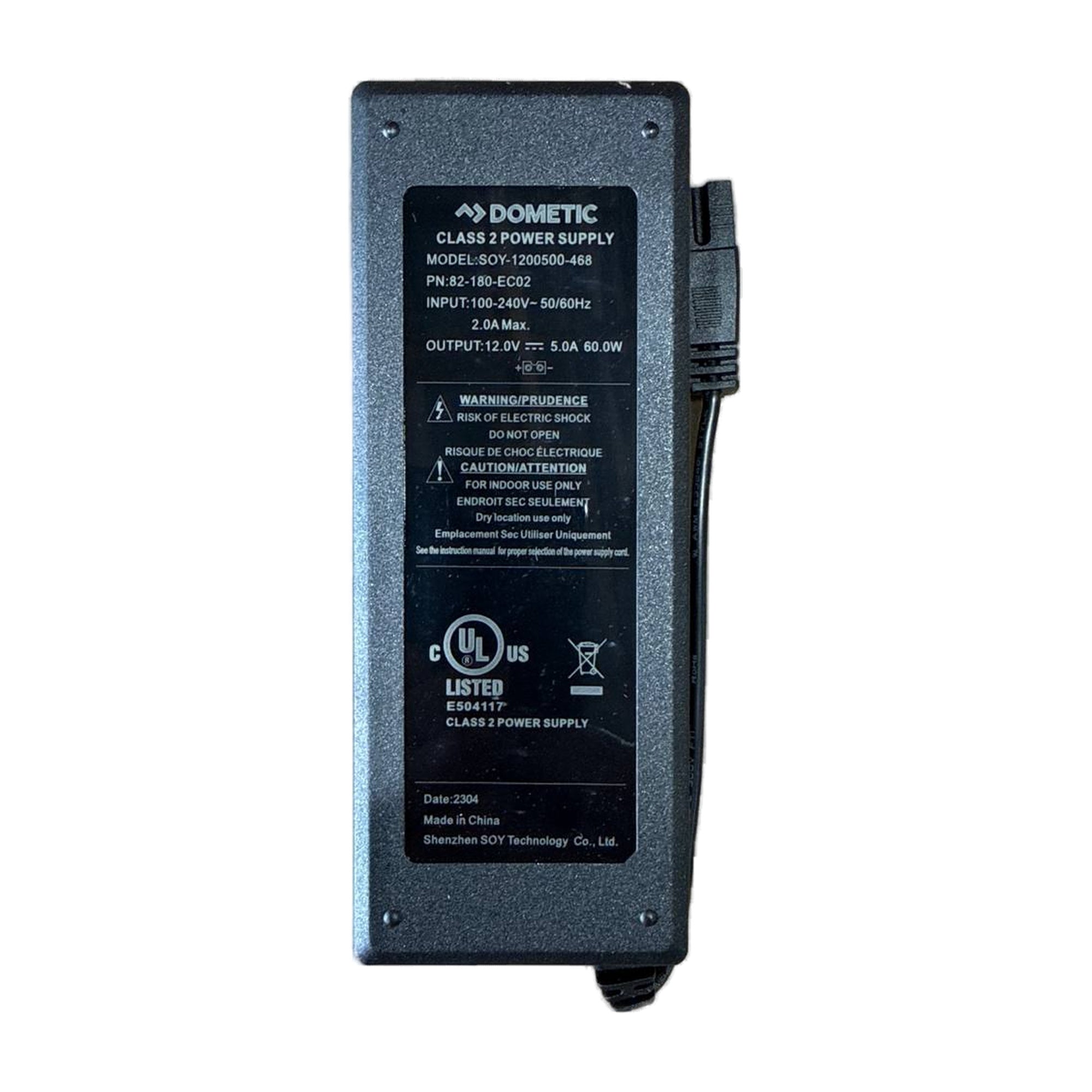 Dometic AC/DC Power Adapter label view - Part# 4450032575