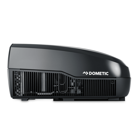 Dometic - FreshJet 3 Commercial Grade RV Rooftop Air Conditioner - 15,000 BTU - Mechanical Controls - Black - 26" x 13.87" x 29.63" - Part# 9610007865 side profile view