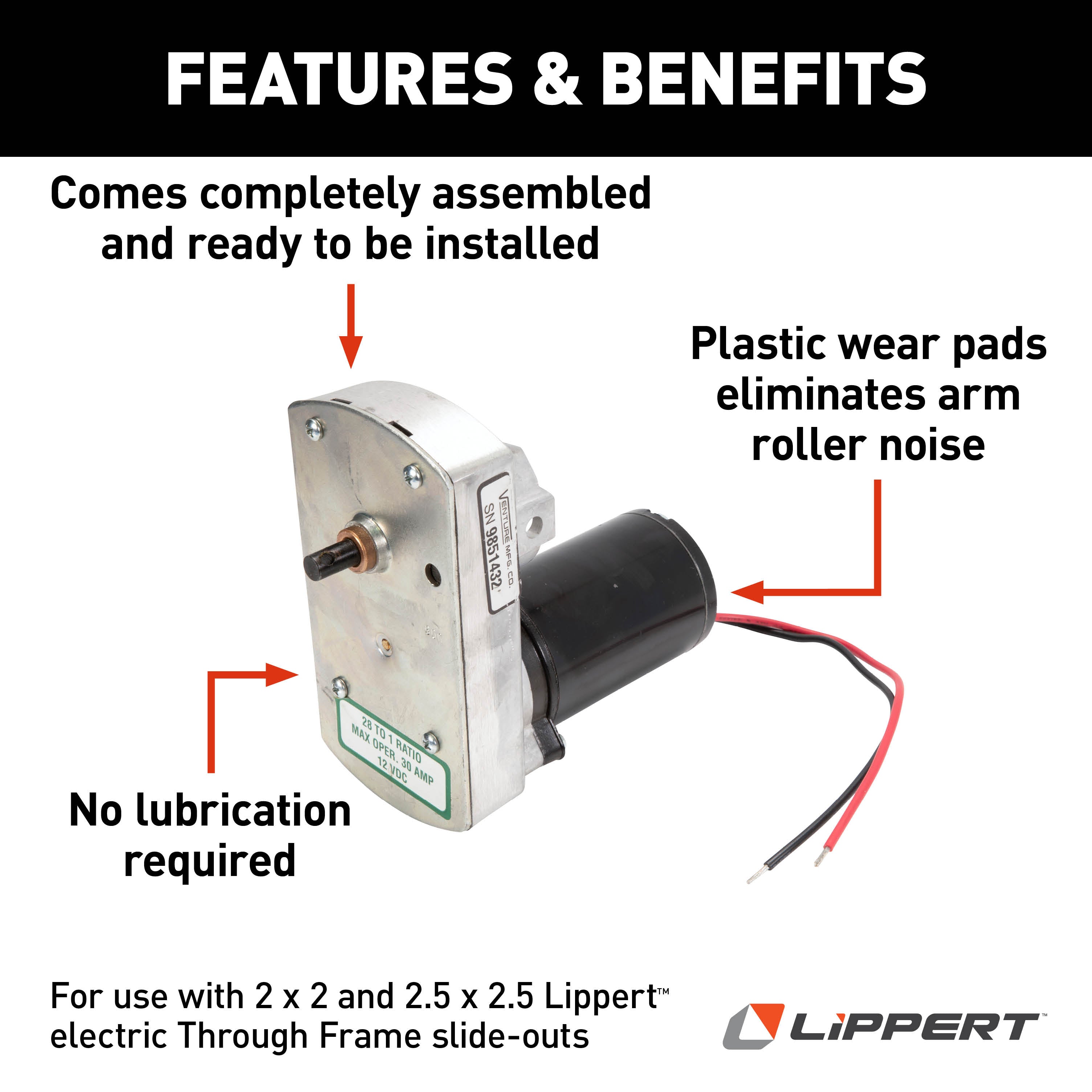 Lippert Rv Slide-Out 28:1 Venture Motor #8532-08J - Image 3