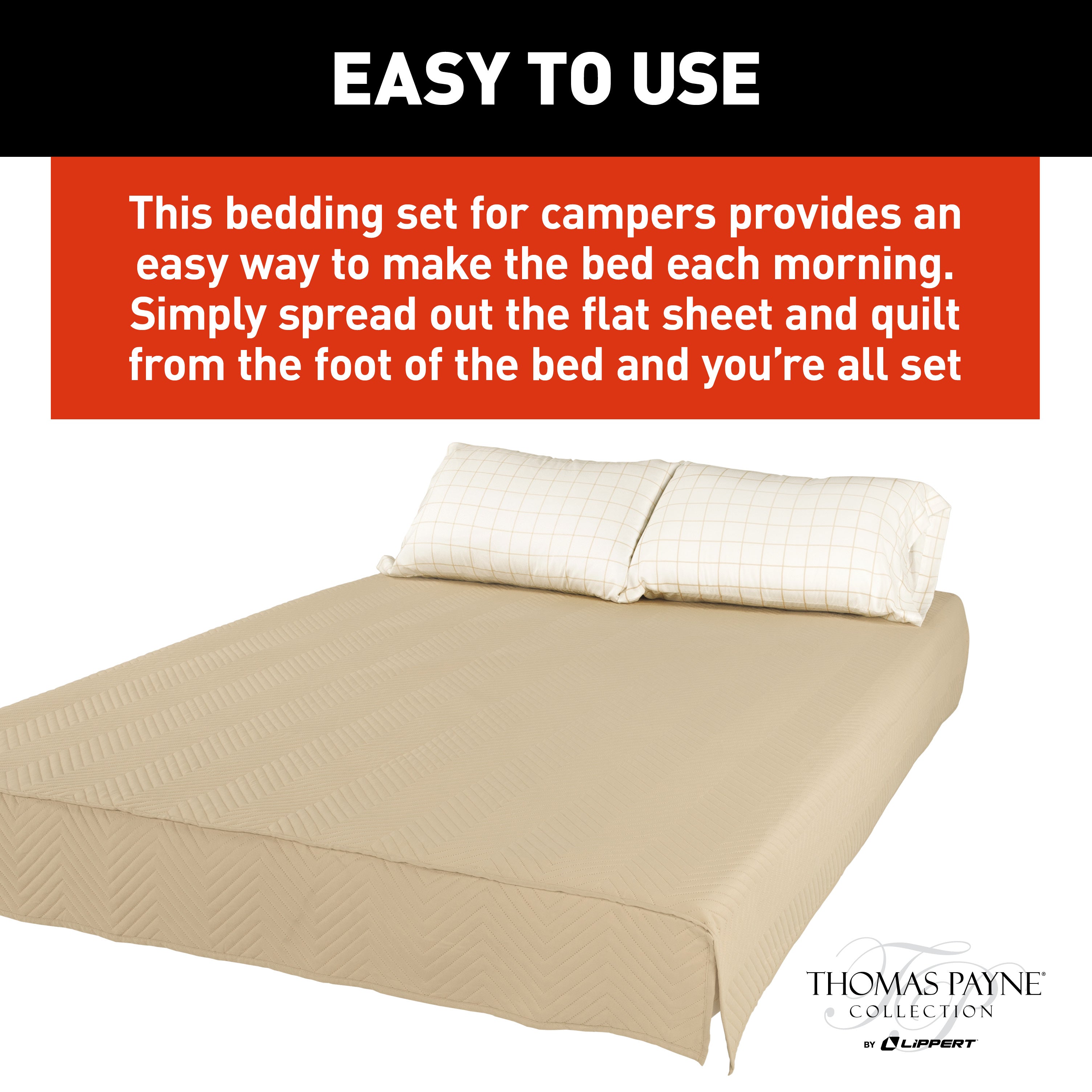Thomas Payne Easy Zzzs Rv Bedding Set - Short Queen, Tan #2022107829 - Image 7