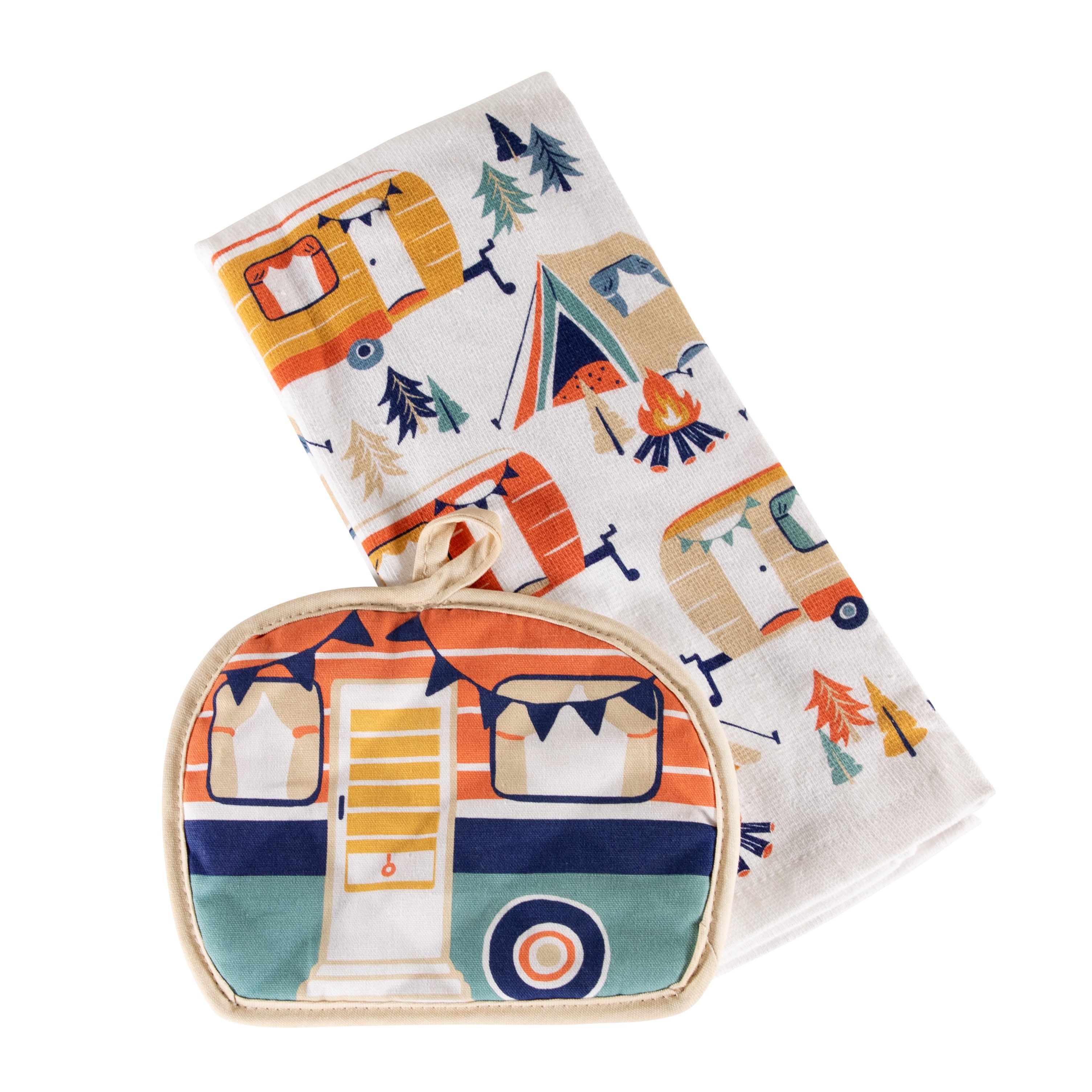 Lippert Kitchen Towel & Potholder Set - Camp Print, 2 Pieces #2023051697 - Image 1